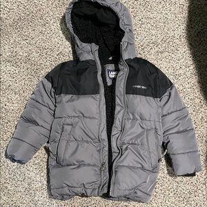 Lands' End Kids Gray and Black Hooded Puffer Coat